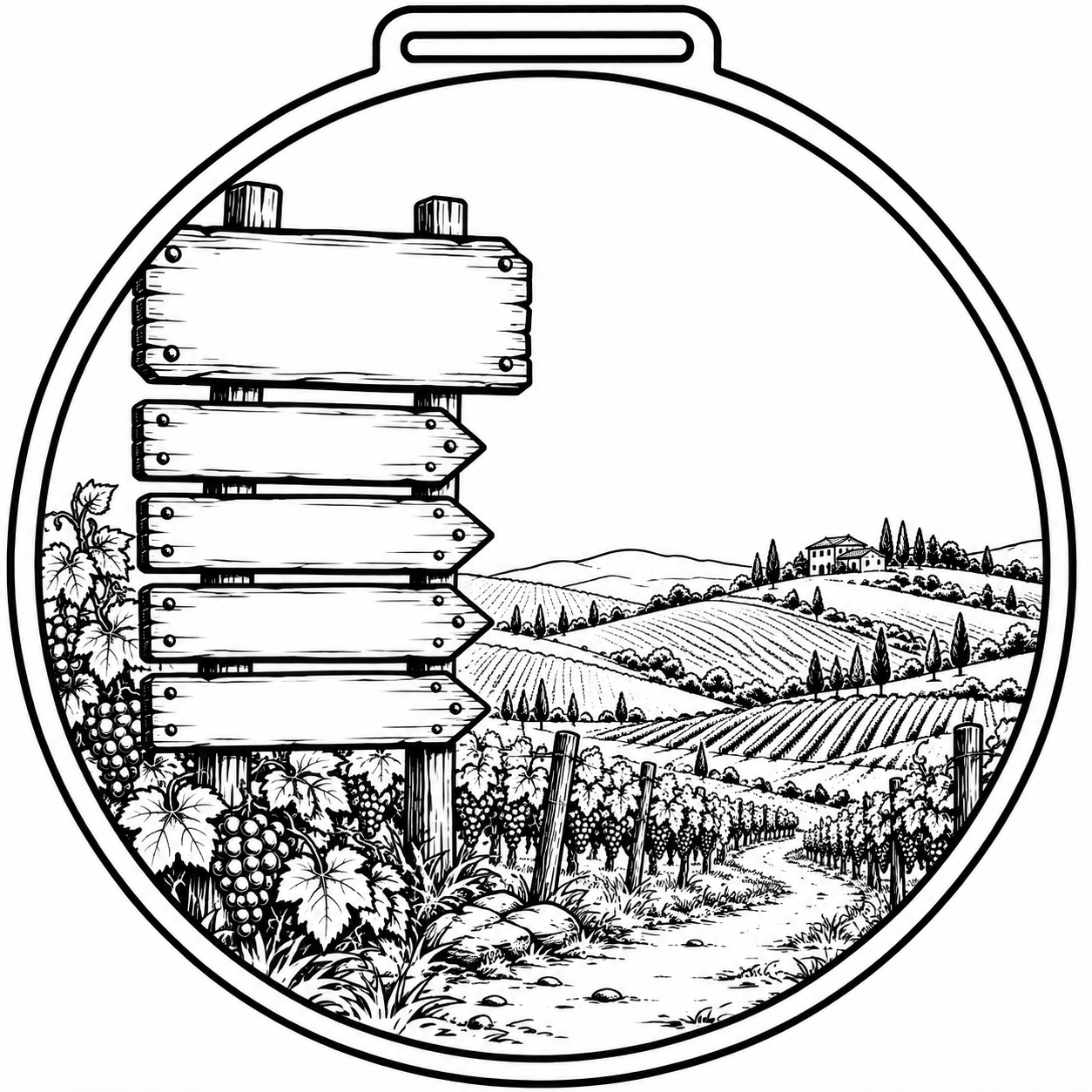Modèle 12 : Vignes et coteaux, visuel original avant personnalisation