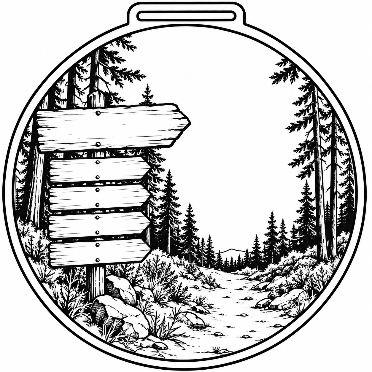 Modèle 25 : Chemin rural et village, visuel original avant personnalisation